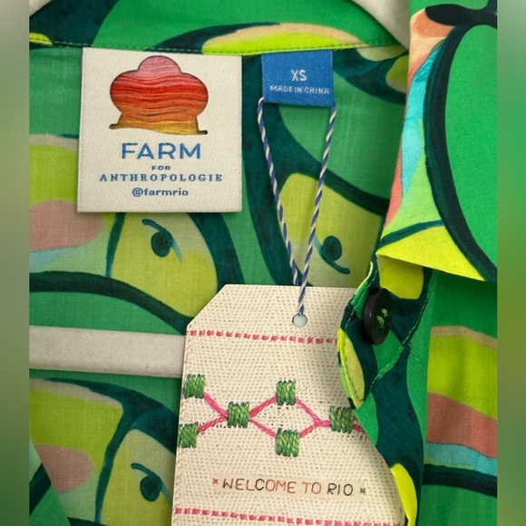 Farm Rio Tropical Green Toucan Print Shirt tubacana button down - Picture 5 of 9